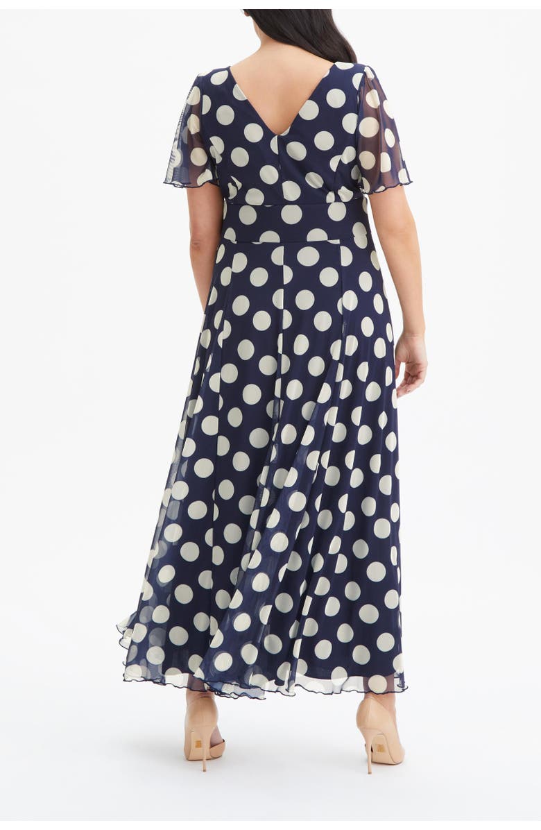 Scarlett & Jo Isabelle Spot Angel Sleeve Maxi Dress, Alternate, color, Navy Cream