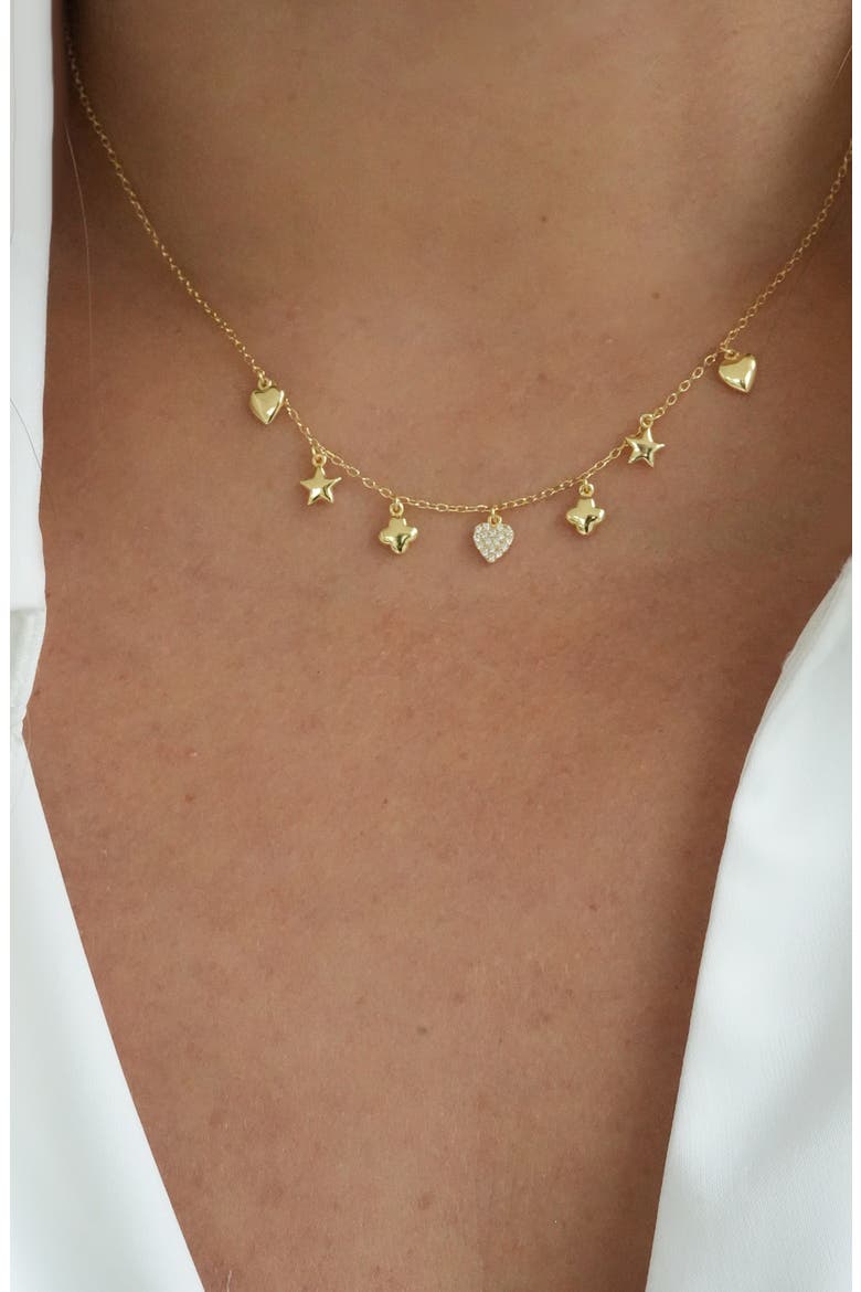 18K Gold Plate Sterling Silver Frontal Charm Necklace, Alternate, color, GOLD