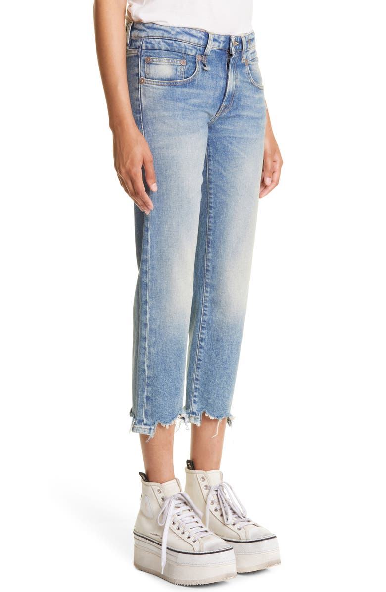 R13 Chewed Hem Crop Straight Leg Jeans, Alternate, color, Jasper Stretch