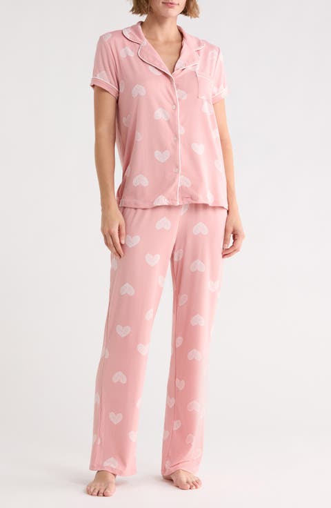 Ginnie Heart Print Pants Pajamas