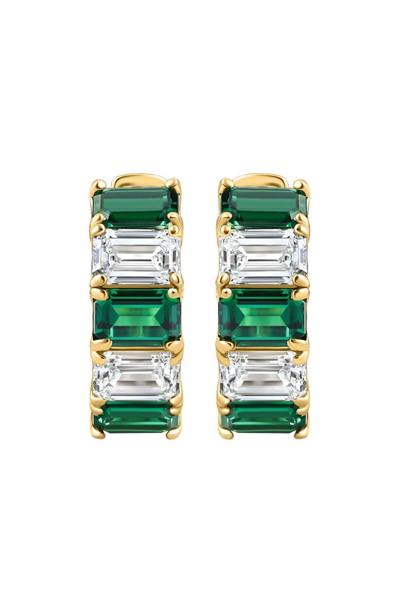 Bliss Diamond 6Ct Emerald & Diamond Hoops 14k Gold Lab Grown 3/4" Tall, Alternate, color, 