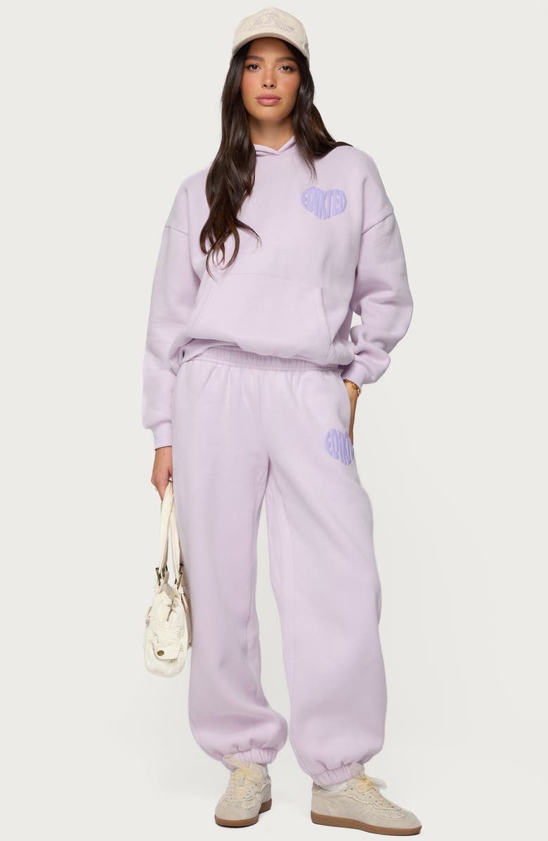 EDIKTED Major Love Logo Sweatpants, Alternate, color, Lilac