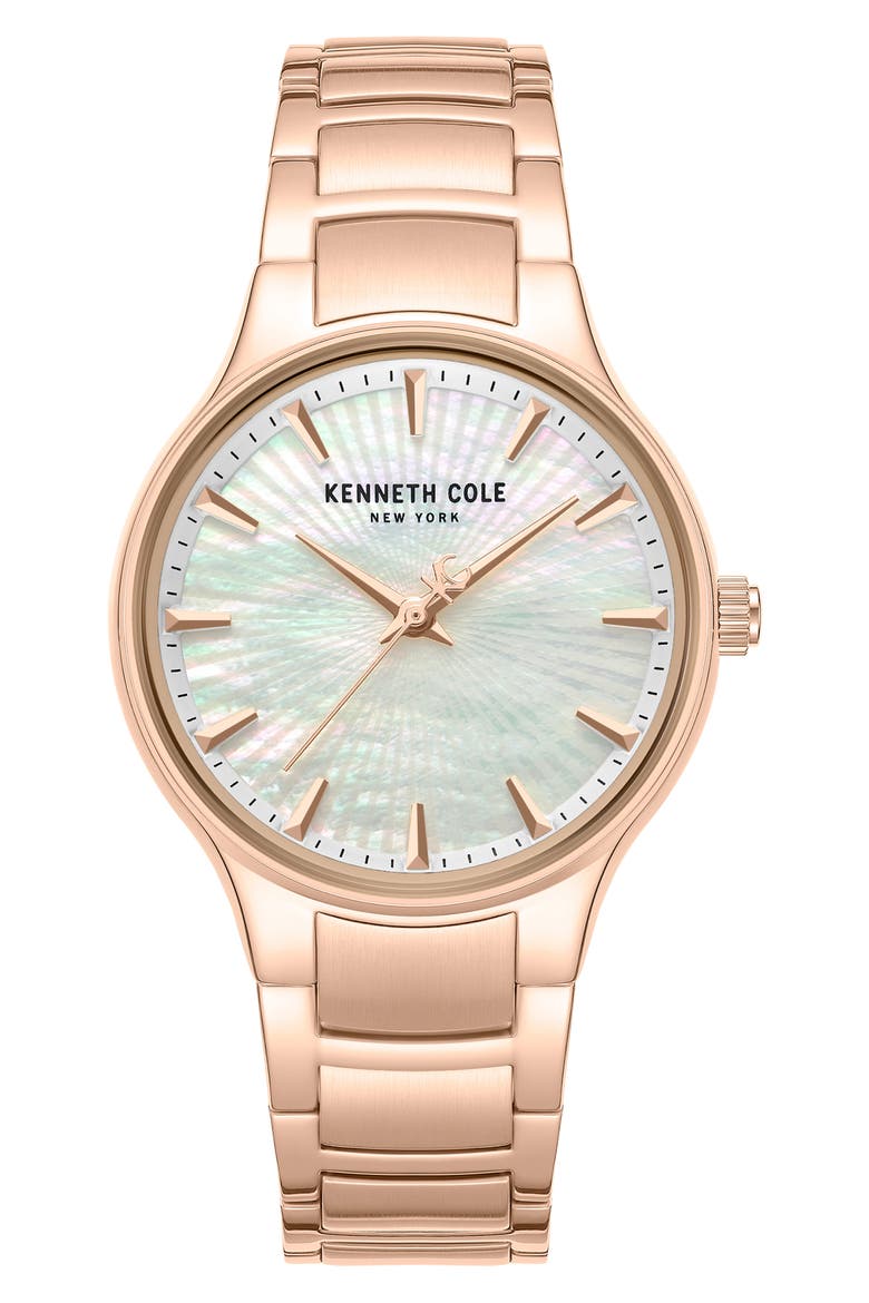 Mother-of-Pearl Dial Bracelet Watch, 34mm, Main, color, PINK / ROSE GOLD