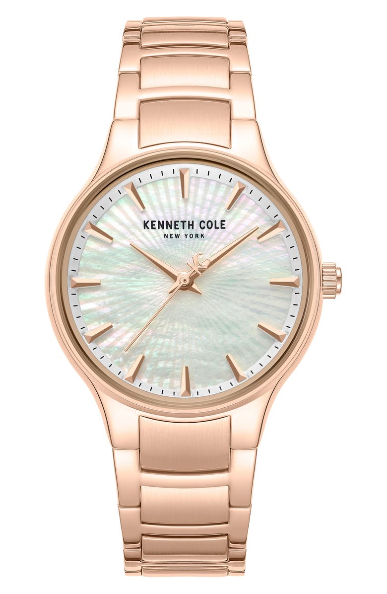 Kenneth Cole New York Mother-of-Pearl Dial Bracelet Watch, 34mm, Main, color, Pink / Rose Gold