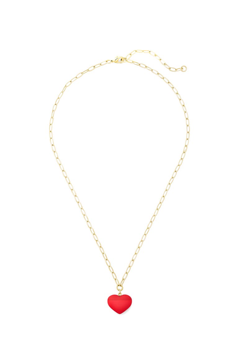 Mini Heart Pendant Necklace, Main, color, Ruby