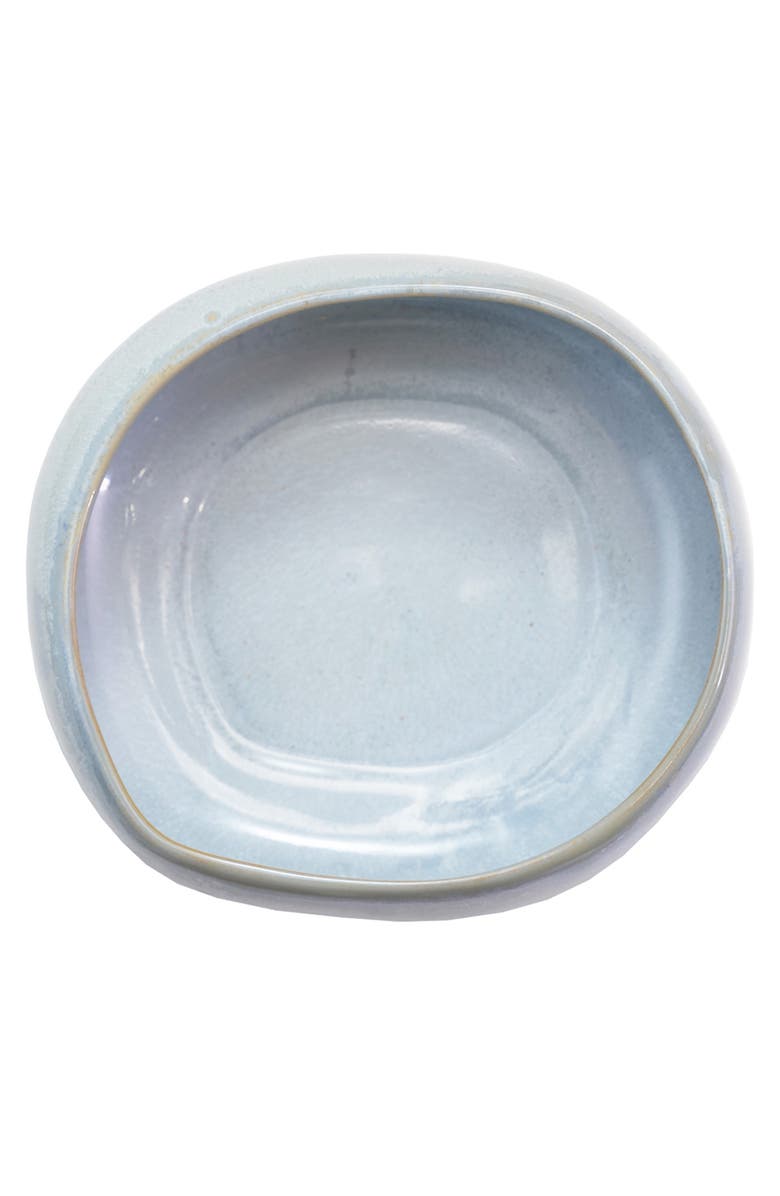 Storied Home Organic Shaped Stoneware Bowl with Reactive Glaze, White, Alternate, color, Blue