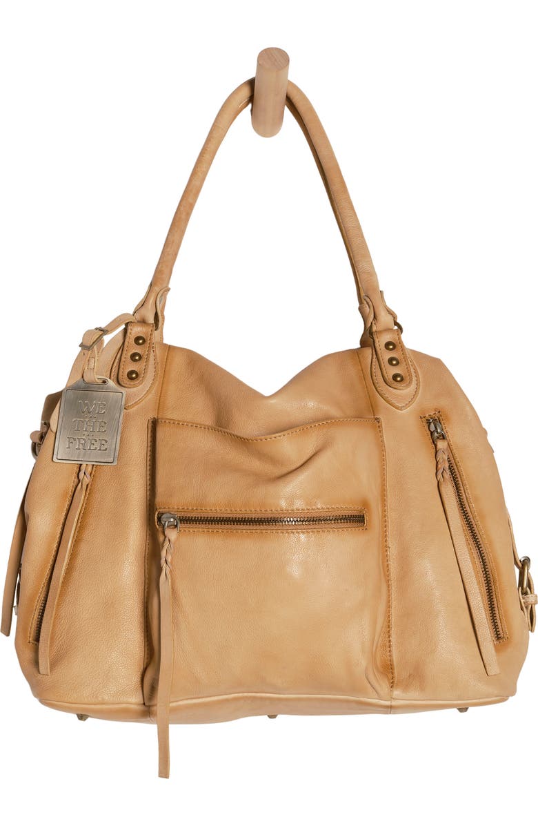Free People We The Free Emerson Lambskin Leather Tote, Main, color, Italian Straw