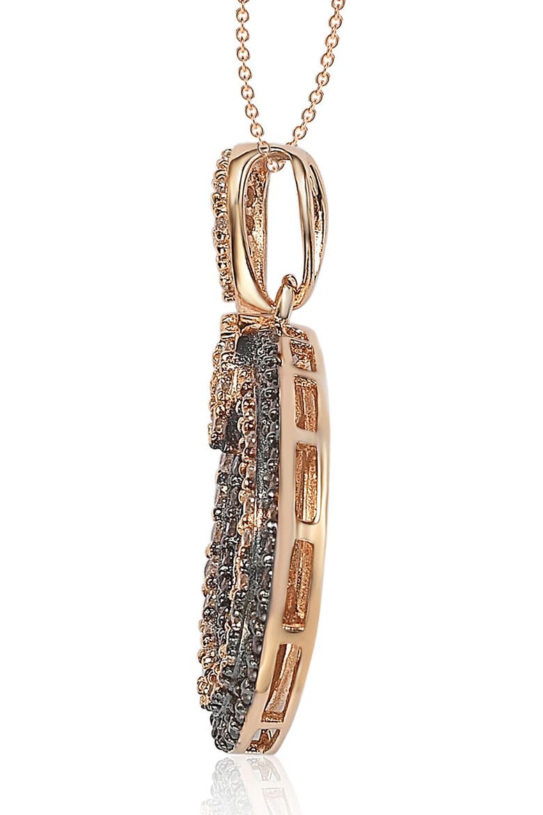Pave CZ Teardrop Shape Pendant Necklace, Alternate, color, BROWN