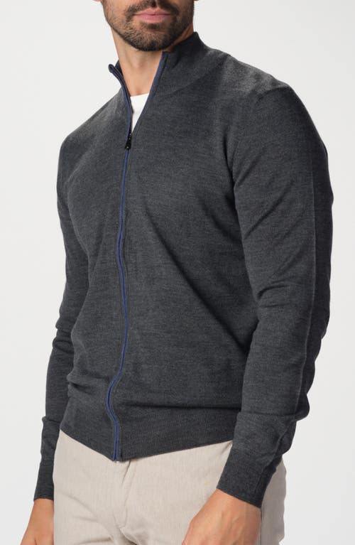 Studio Garnet Los Angeles Lightweight Merino Wool Full Zip Sweater In Gray