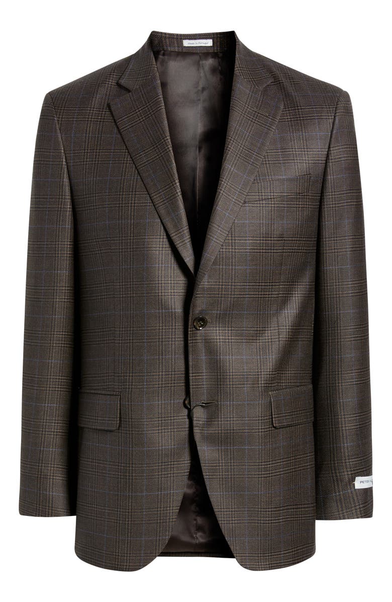 Peter Millar Flynn Classic Fit Brown Plaid Wool Sport Coat, Alternate, color, Brown