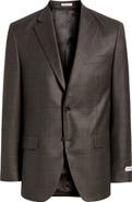 Peter Millar Flynn Classic Fit Brown Plaid Wool Sport Coat