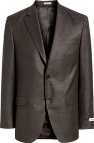 Peter Millar Flynn Classic Fit Brown Plaid Wool Sport Coat