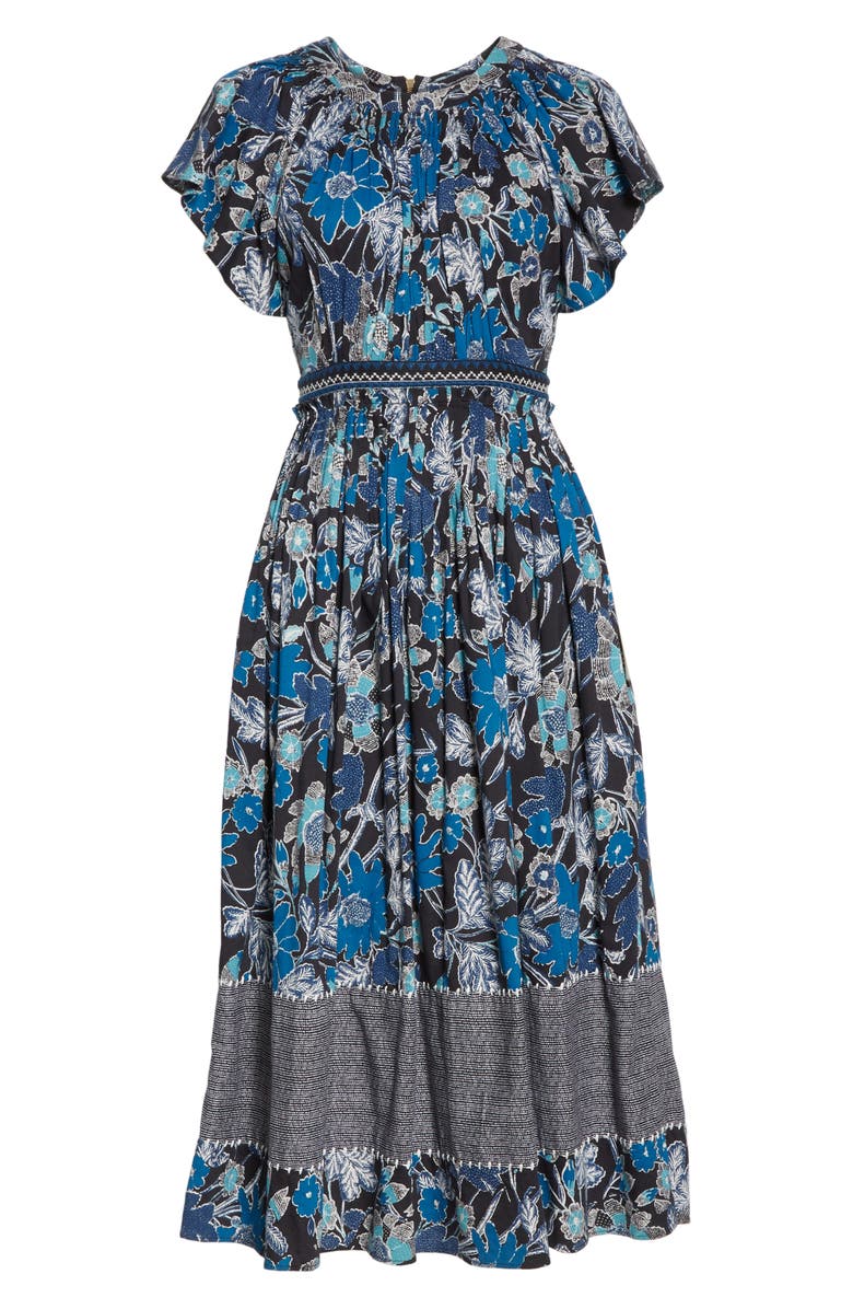 Ulla Johnson Lottie Floral Print Midi Dress, Alternate, color, 