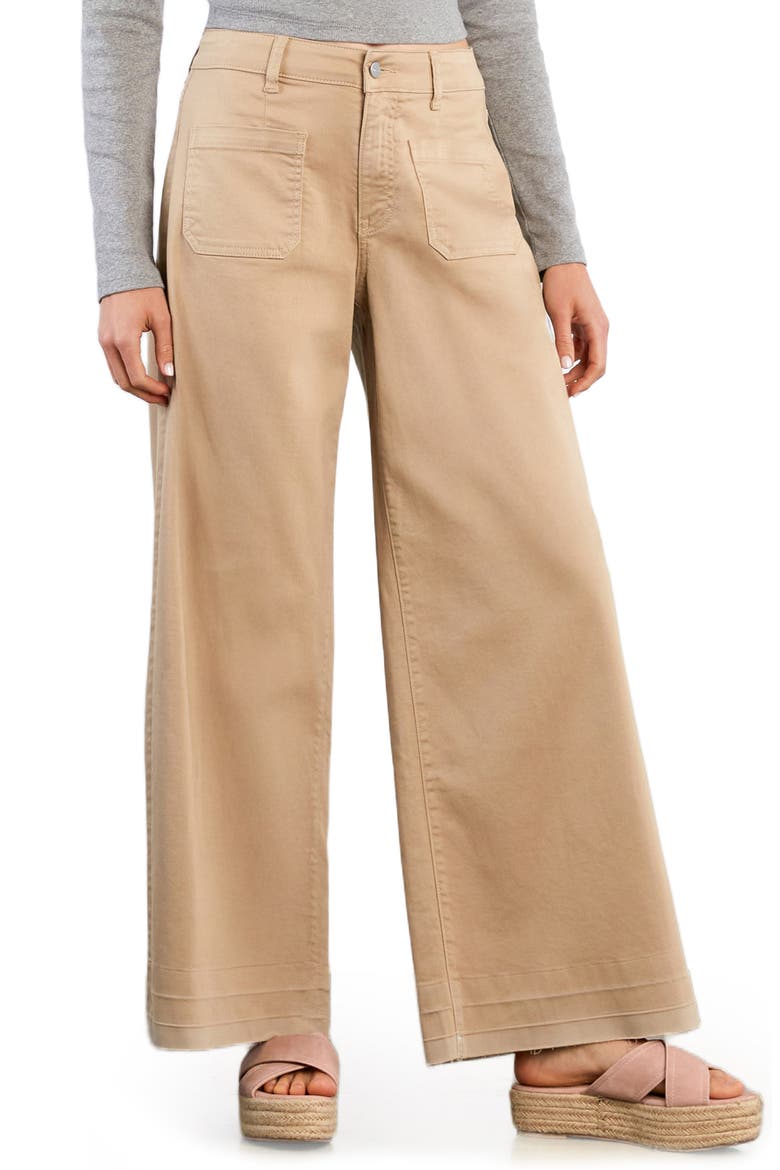 Lucy Patch Pocket Wide Leg Jeans, Main, color, BROWN RICE
