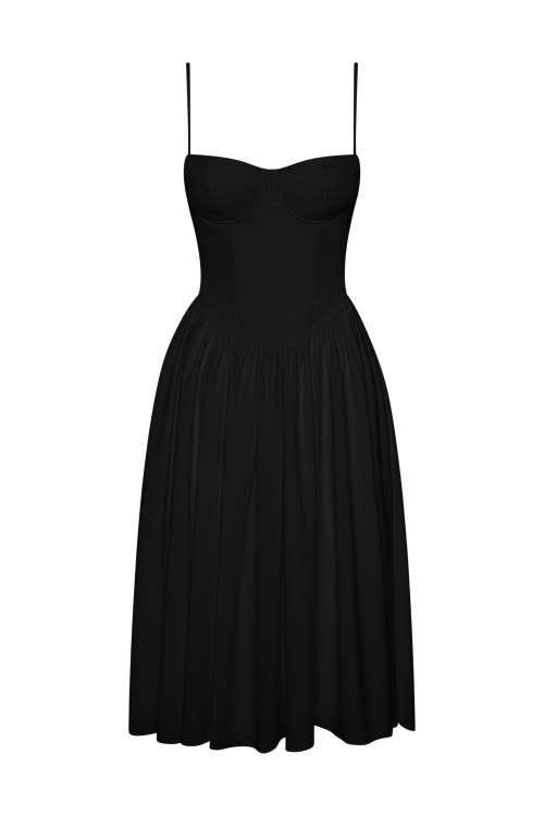 Leau Ballerina Bustier Midi Dress In Black