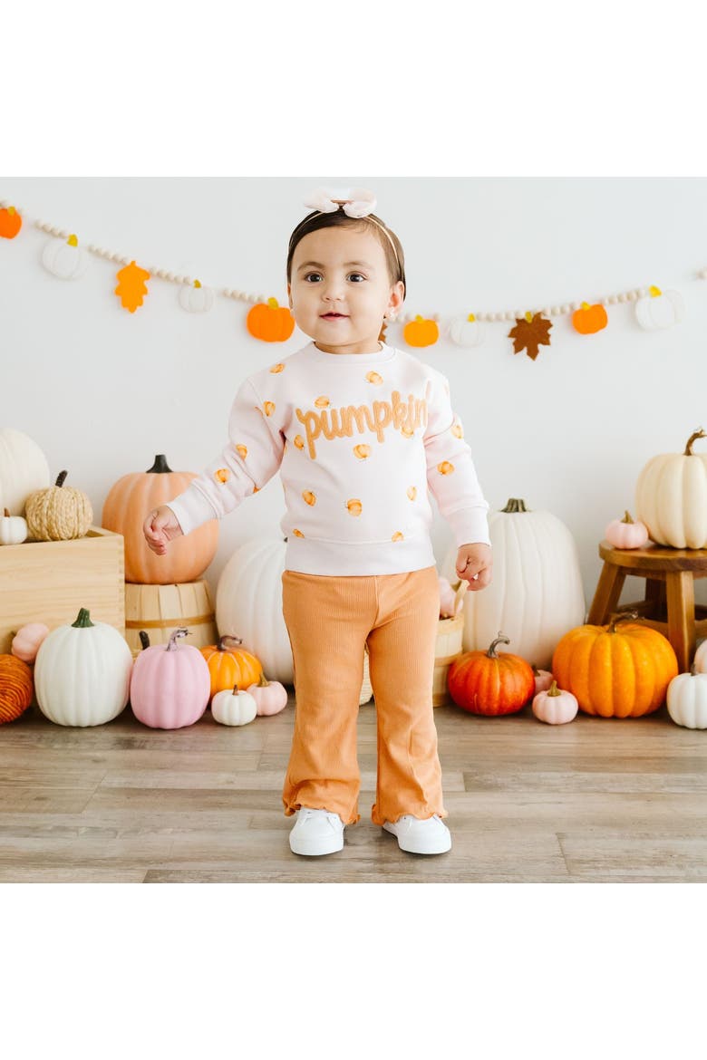 Pumpkin Stitch Patch Sweatshirt, Alternate, color, Soft Pale Pink