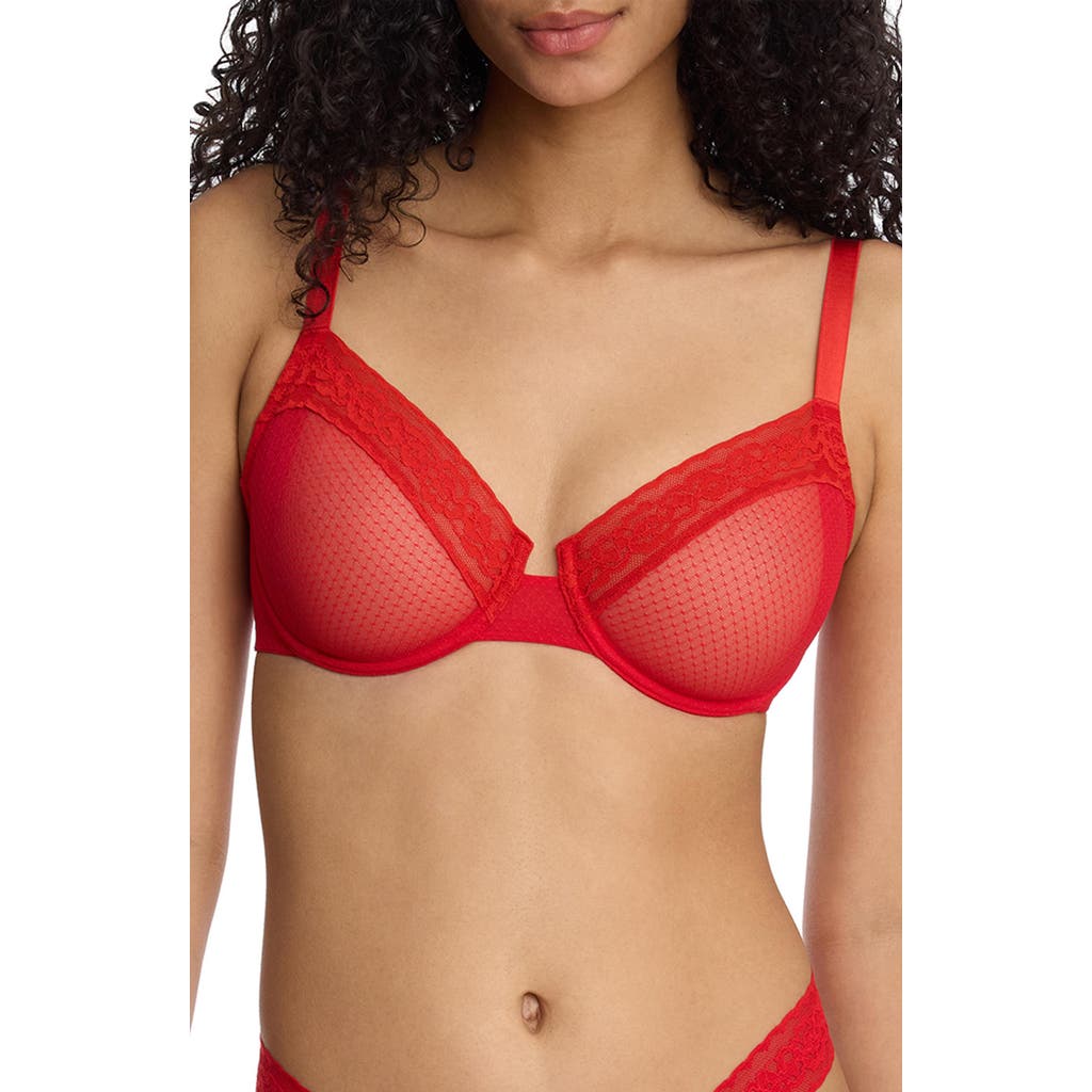Skarlett Blue Lust Lace Underwire Balconette Bra In Red