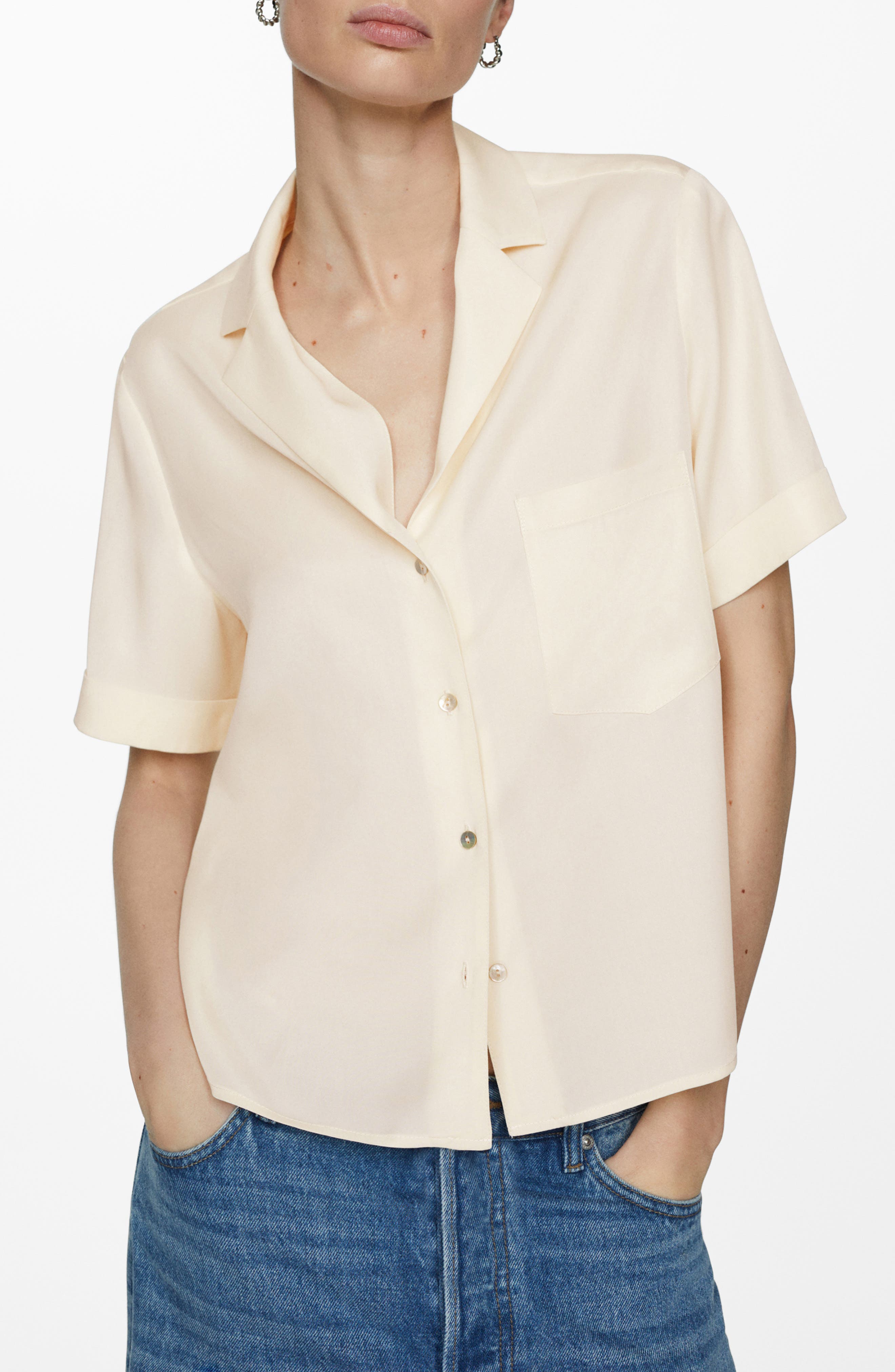 MANGO Moma Camp Shirt (Women) | Nordstrom