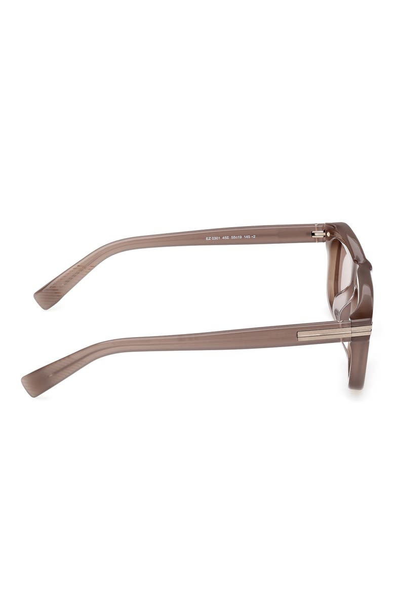 55mm Rectangular Sunglasses, Alternate, color, MILKY TAUPE / LIGHT BRONZE