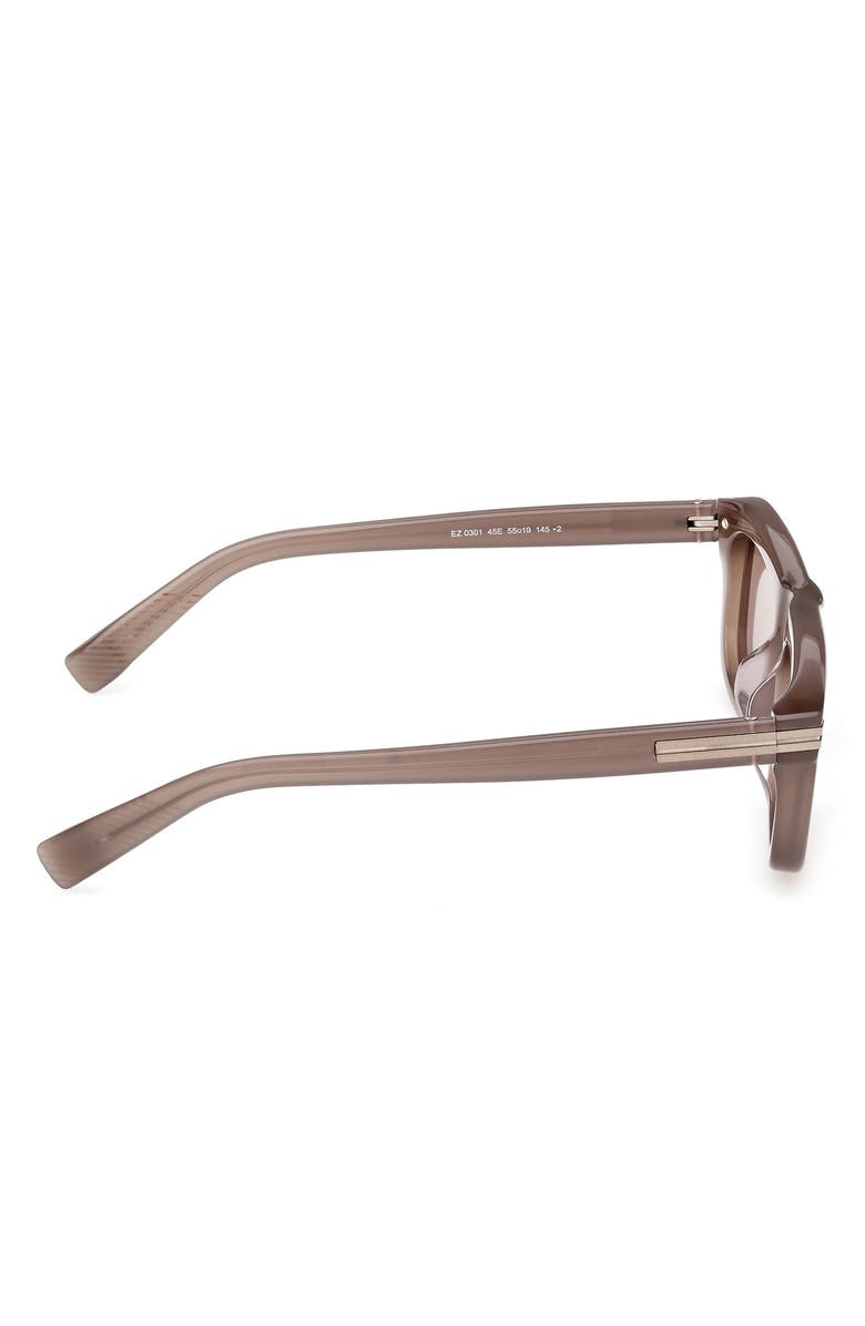 ZEGNA 55mm Rectangular Sunglasses, Alternate, color, Milky Taupe / Light Bronze