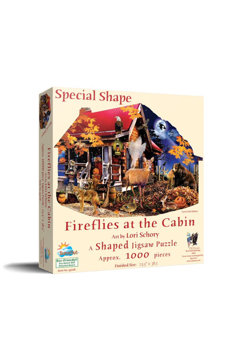 Sunsout Fireflies at the Cabin 1000 piece Jigsaw Puzzle for Adults Special Shape, Main, color, Multicolor