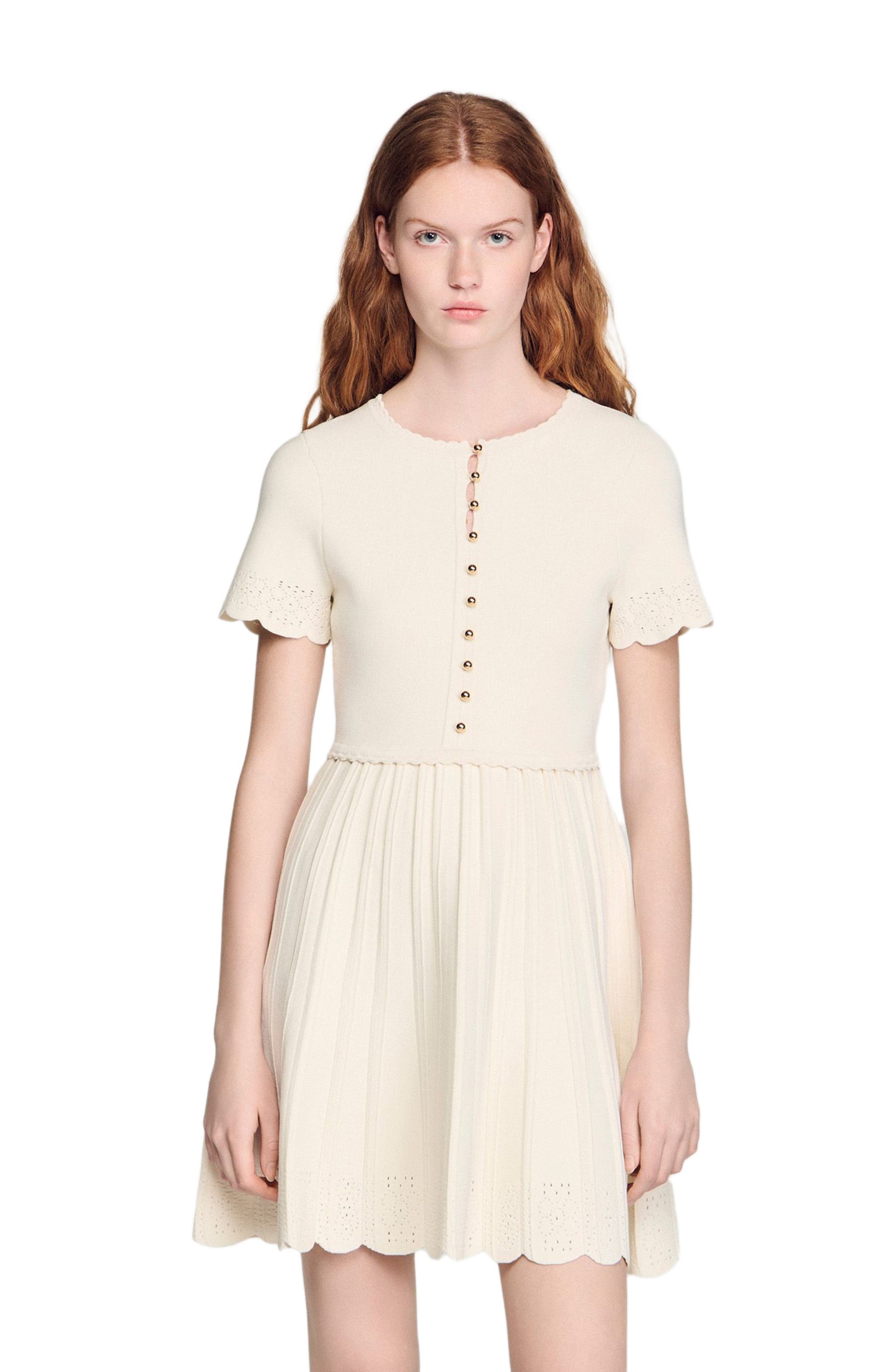 Pointelle knit short dress