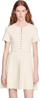 SANDRO Pointelle knit short dress