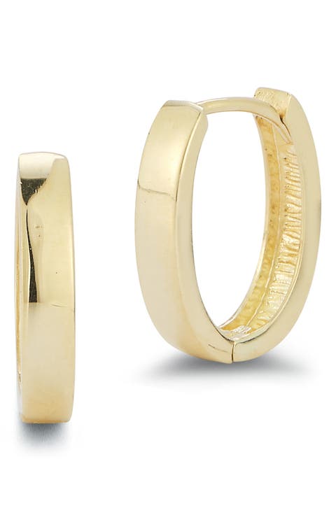 14K Gold Oval Hoop Earrings