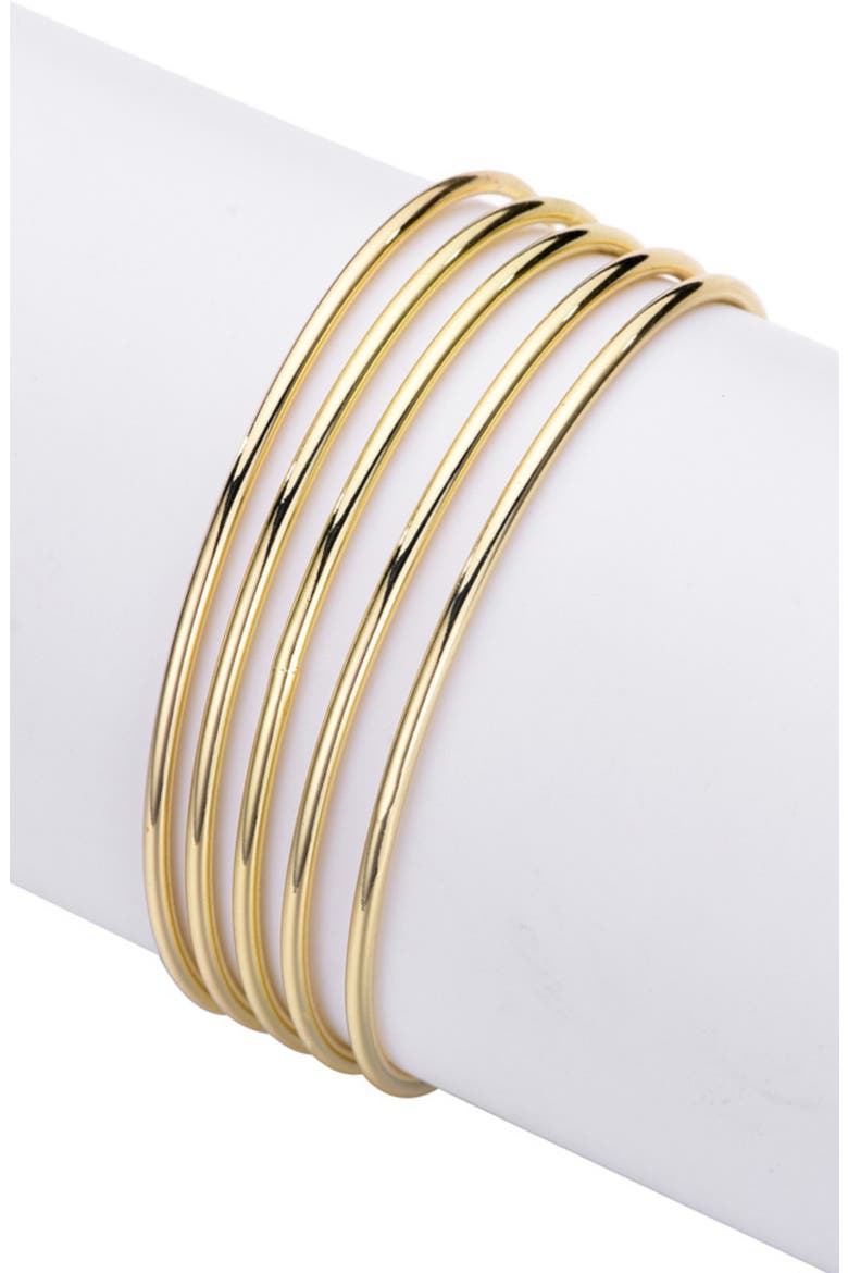 Set of 5 Tube Bangle Bracelets, Main, color, GOLD