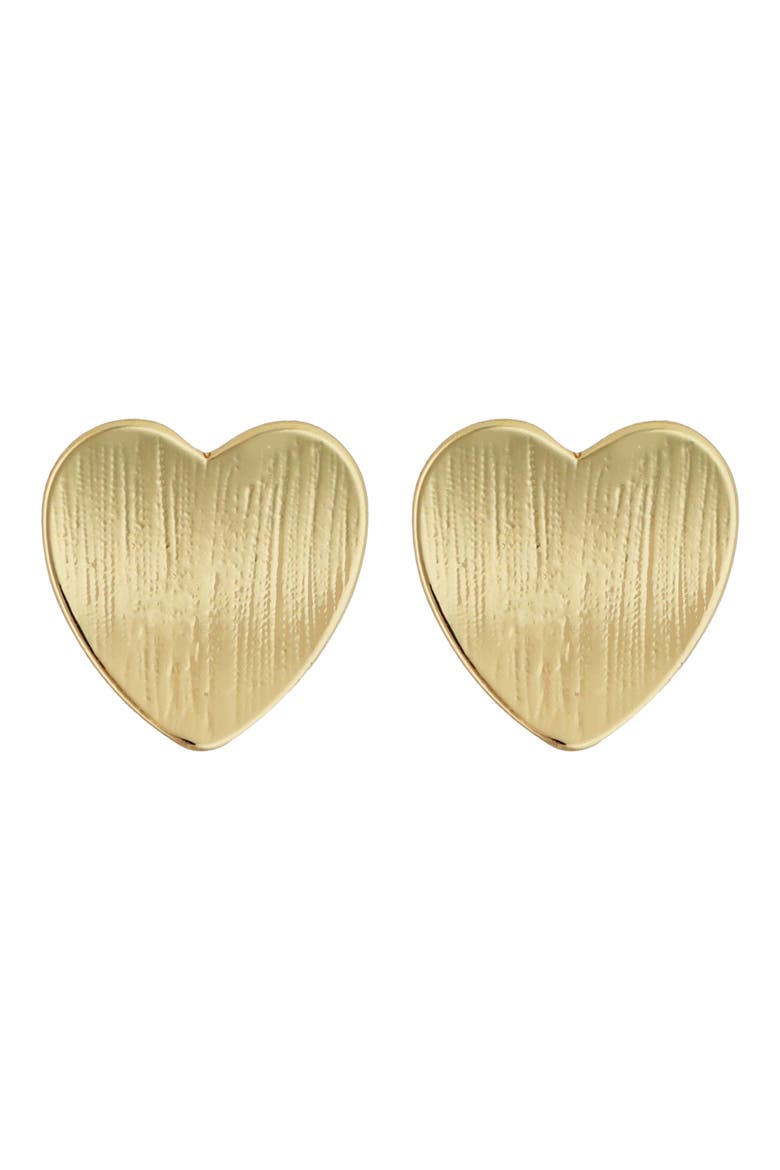 Brushed Heart Stud Earrings, Main, color, GOLD