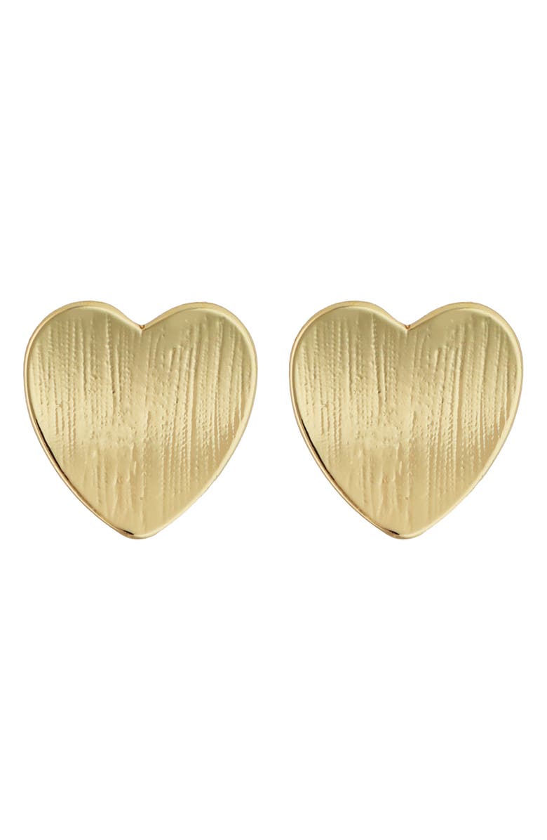 Panacea Brushed Heart Stud Earrings, Main, color, Gold