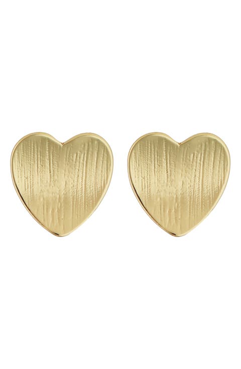 Brushed Heart Stud Earrings