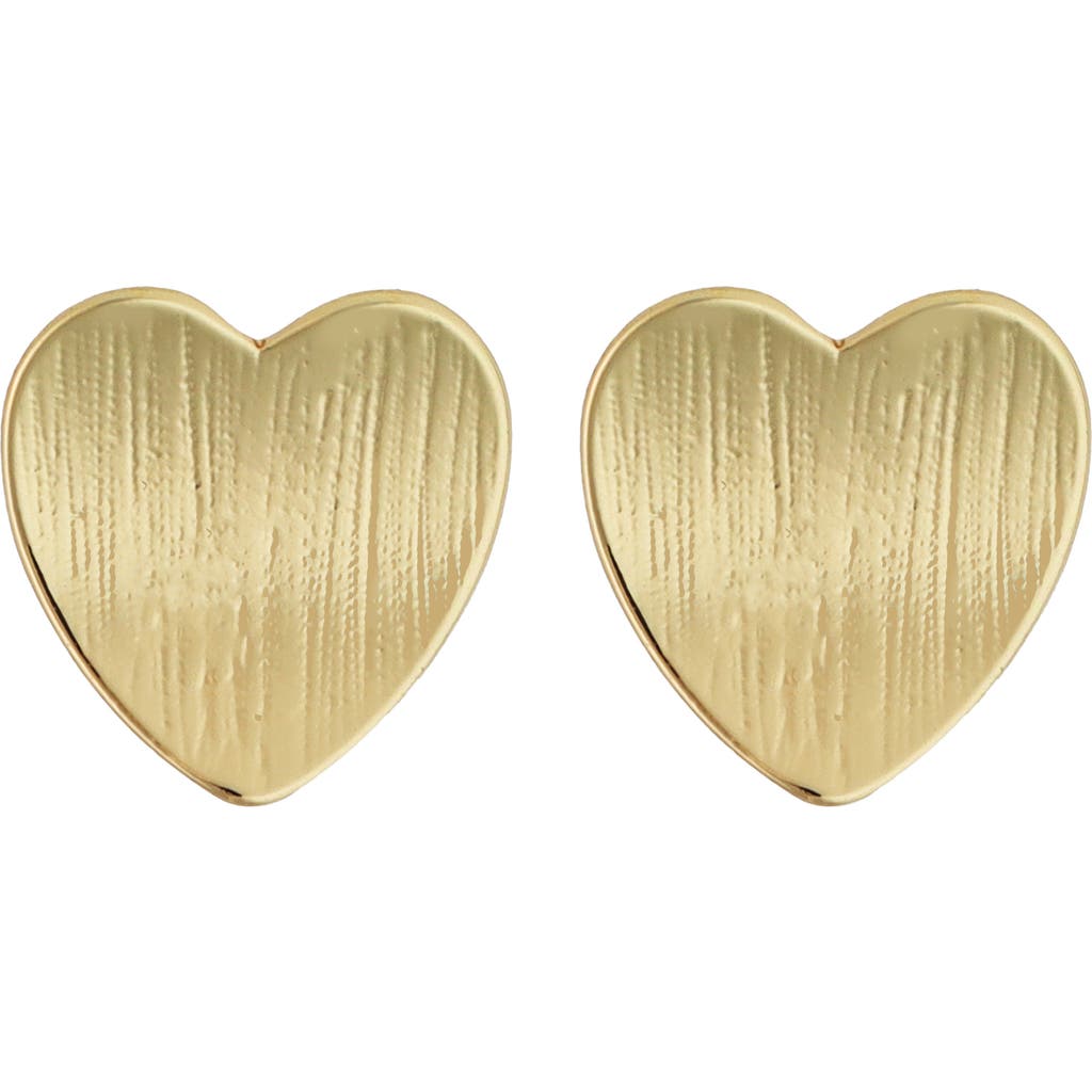 Panacea Brushed Heart Stud Earrings In Gold