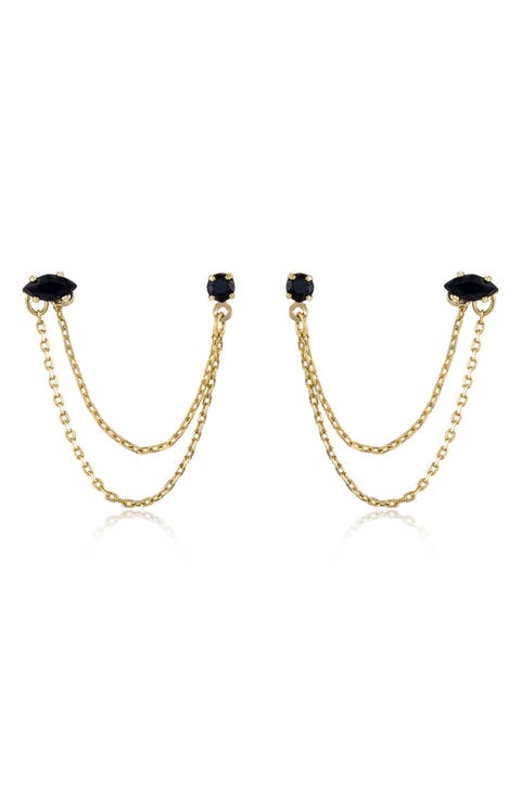 Double Piercing Chain Earrings