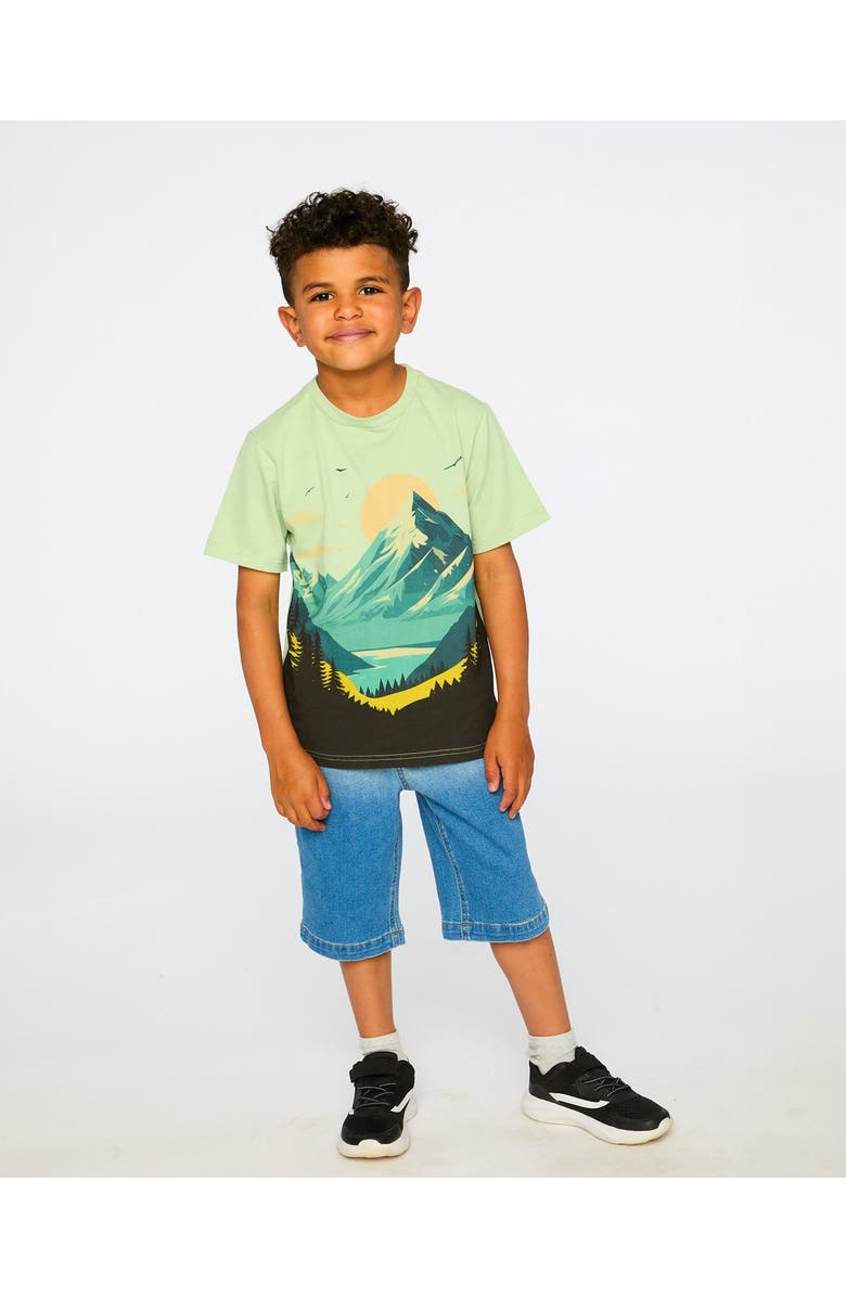 Deux par Deux Organic Cotton Jersey Mountain T-Shirt, Alternate, color, Sage