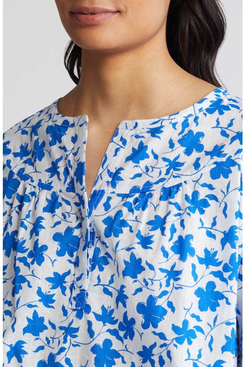 Pintuck Pleat Top, Alternate, color, WHITE- BLUE ORCHID FLOAT