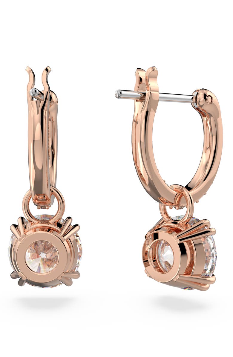 Swarovski Stilla Huggie Hoop Earrings, Alternate, color, Rose Gold