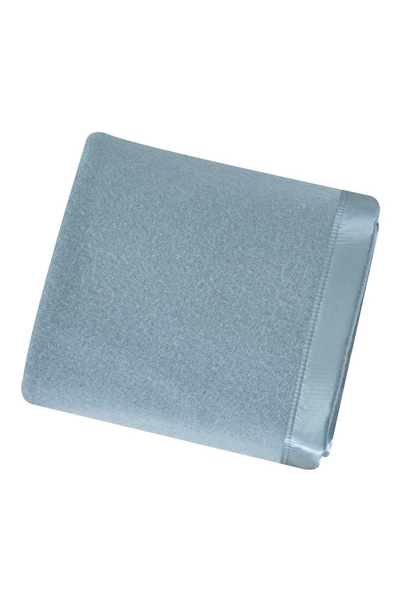Wool & Satin Trim Blanket, Main, color, BLUE