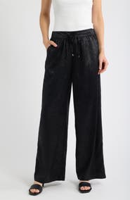 CITY BLUES Tie Waist Metallic Tuxedo Track Pants