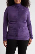 Renee C Mock Neck Ruched Knit Top