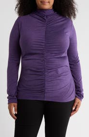 Renee C Mock Neck Ruched Knit Top