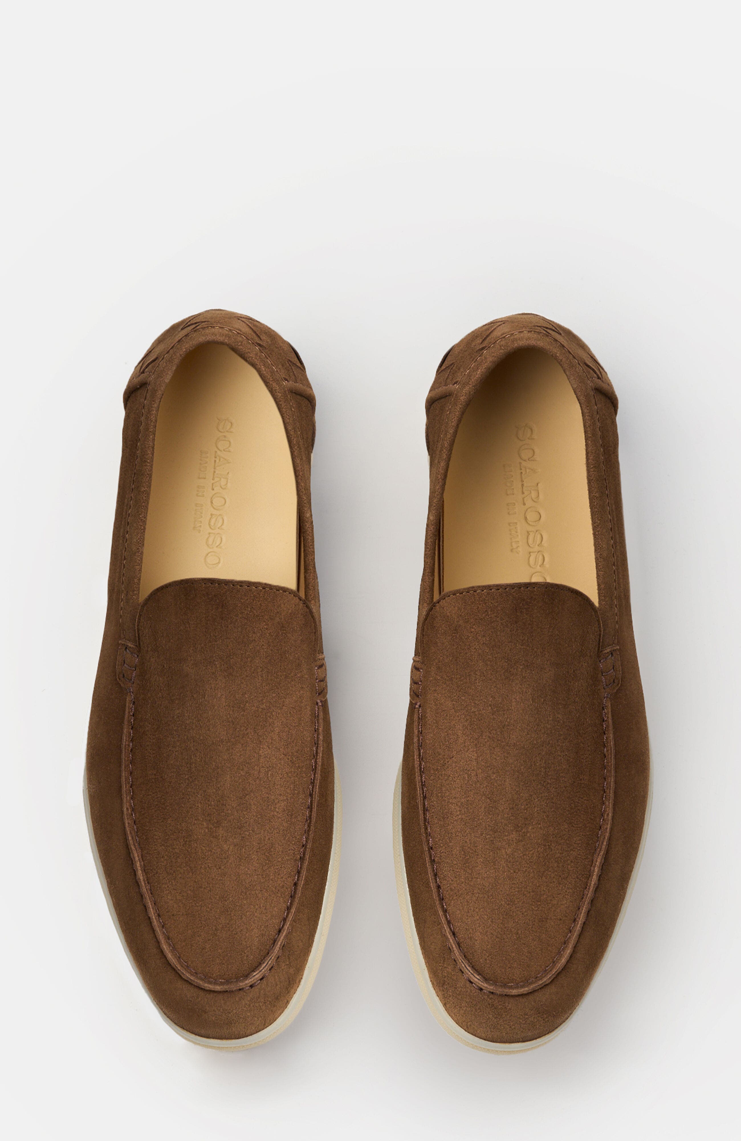 SCAROSSO Ludovico Woven Loafers, Alternate, color, Chocolate - Suede