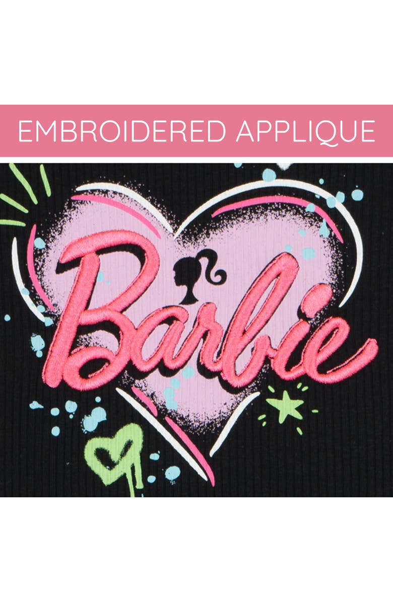 Barbie Girls' 2-Piece Sleeveless Tank Top and Shorts Set, Alternate, color, Black Neon Pink