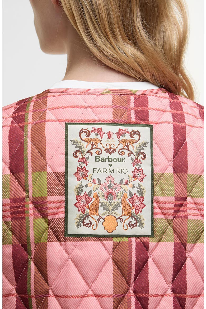 x FARM Rio Fernanda Quilted Vest, Alternate, color, PINK TARTAN/ BEIGE HEART PRINT