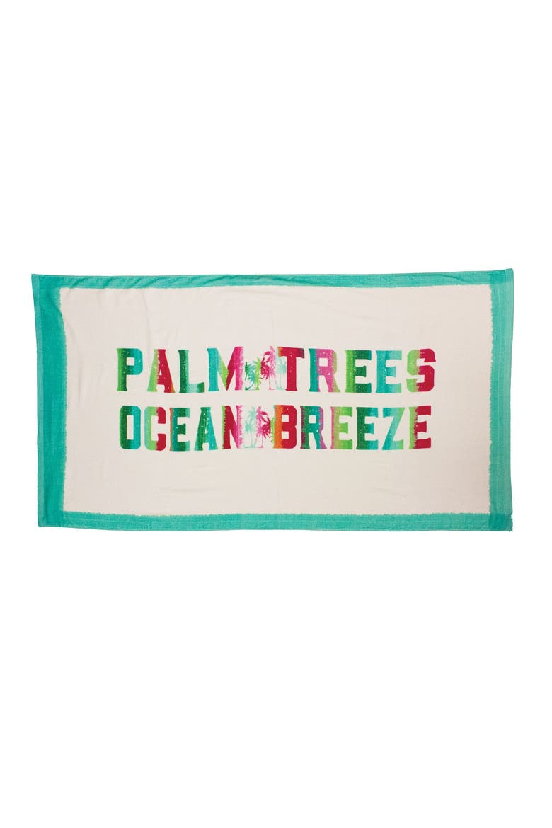 Palm Trees Ocean Breeze Towel, Main, color, Blue