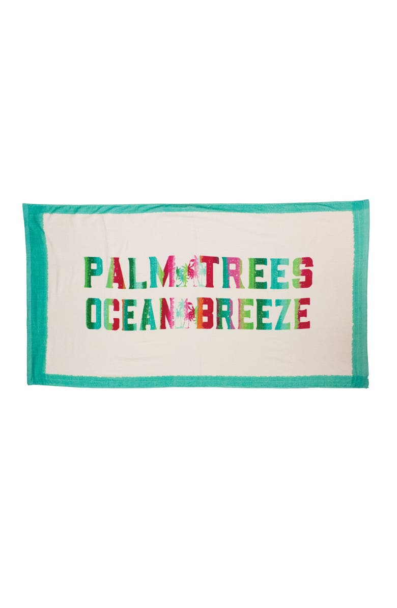 Beachcombers Palm Trees Ocean Breeze Towel, Main, color, Blue