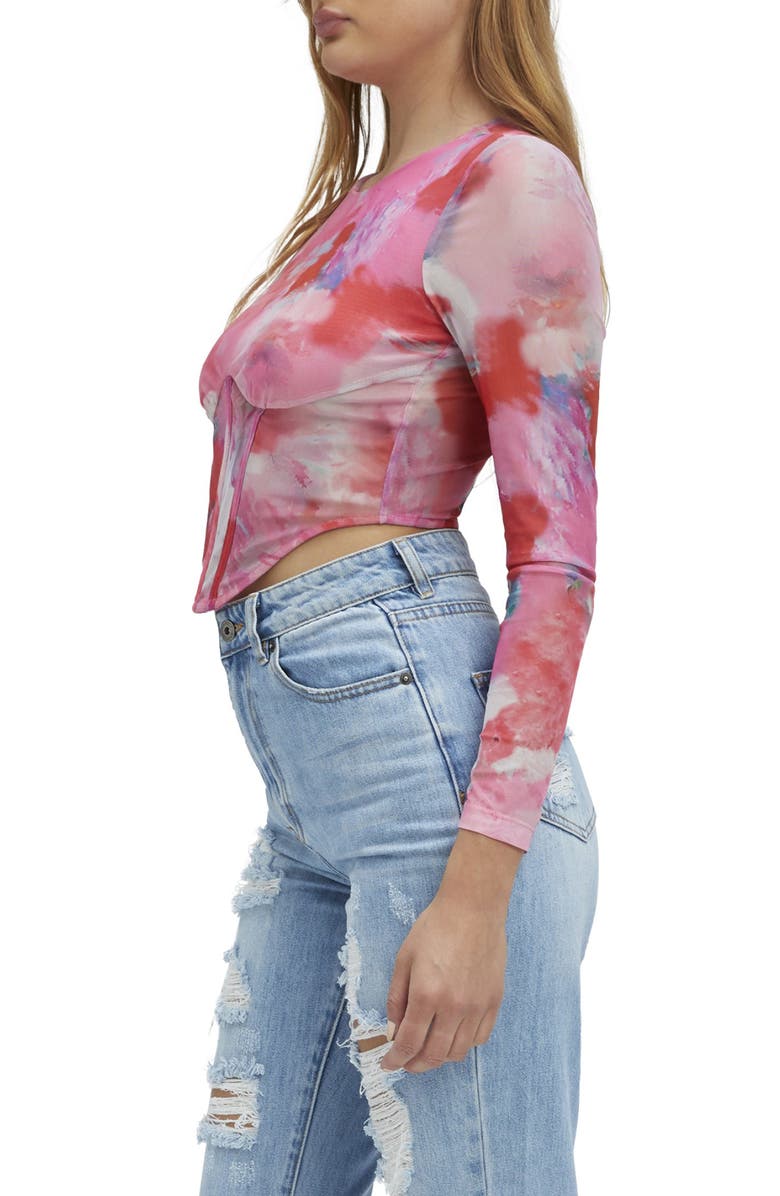 Bardot Lena Mesh Corset Top, Alternate, color, Wildflower