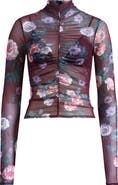AFRM Rubi Ruched Sheer Mesh Top
