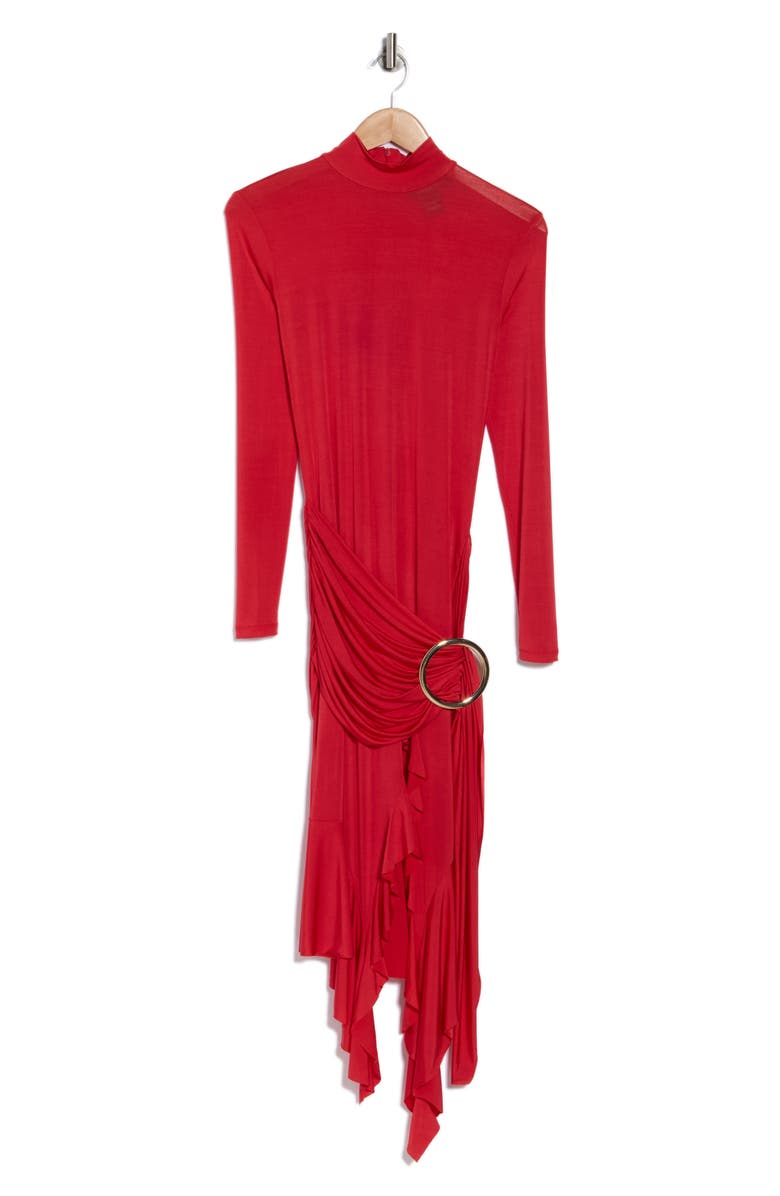 Desigual Draped Long Sleeve Maxi Dress, Alternate, color, Bright Red