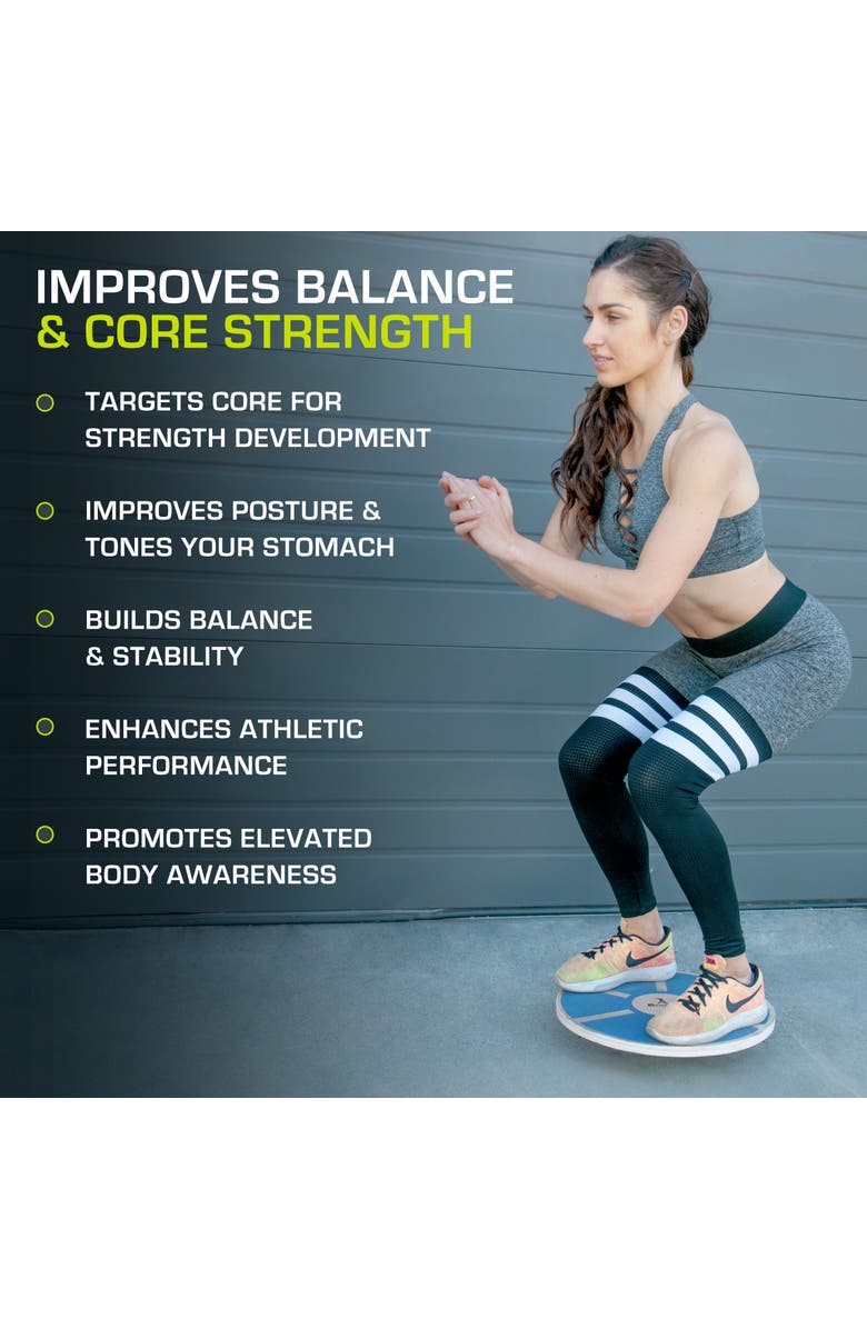 ProsourceFit Wooden Balance Board, Alternate, color, Blue